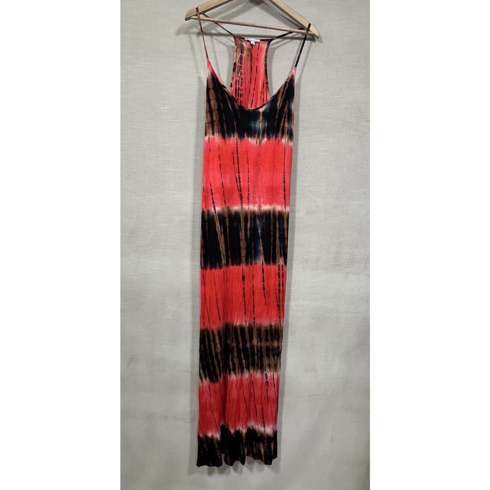 White Birch Sleeveless Tie Dye Maxi Dress L Spaghetti Strap Red Vacation Beach‎